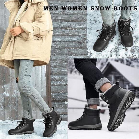 Men\'s Winter Snow Boots Hiking Boots, Black main image 4